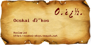 Ocskai Ákos névjegykártya